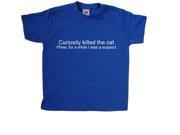 Curiosity Killed The Cat Funny Royal Blue Kids T Shirt