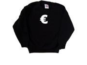 Euro Sign Black Kids Sweatshirt