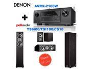 Denon AVR X2100W 7.2 Channel Full 4K Ultra HD A V Receiver with Bluetooth and Wi Fi 2 Polk Audio TSi400 Speaker 2 way Black Polk Audio TSi100 Bookshelf