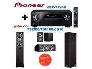 Pioneer VSX 1124 7.2 Channel Network A V Receiver Black 2 Polk Audio TSi300 Floorstanding Speaker Polk Audio TSi100 Bookshelf Speakers Pair Black Pol