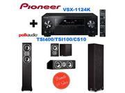 Pioneer VSX 1124 7.2 Channel Network A V Receiver Black 2 Polk Audio TSi400 Speaker 2 way Black Polk Audio TSi100 Bookshelf Speakers Pair Black P