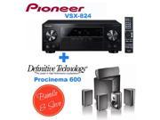 PIOVSX824KBND7 Pioneer VSX 824 5.2 Channel Network A V Receiver Black Defi Speakers Bundle