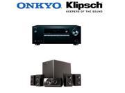 Onkyo TX SR353 5.1 Channel A V Receiver Klipsch HD 300 Compact 5.1 High Definition Theater System Set of Six Black Bundle