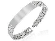 Stainless Steel Silver Tone Name Tag Link Chain Bracelet