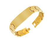 Stainless Steel Yellow Gold Tone Polished Name Tag Men s Link Chain Bracelet