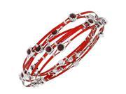 Red Silver Tone Crystals CZ Womens Whisper Bracelets Set