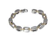 Stainless Steel Two Tone Mens Oval Links Chain Bracelet with Clasp