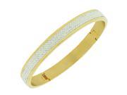 Stainless Steel Yellow Gold Tone White CZ Bangle Bracelet