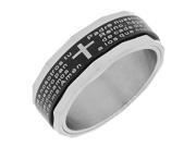 Stainless Steel Black Silver Tone Religious Lords Spanish Prayer Mens Ring