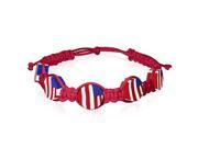USA American Flag Beaded Red Cord Adjustable Macrame Bracelet