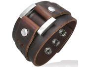 Brown Leather Alloy Fashion Belt Buckle Snap Unisex Bracelet