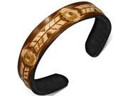 Brown Tan Leather Engraved Cuff Bangle Womens Adjustable Bracelet