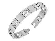 Stainless Steel Silver Tone Link Chain Mens Bracelet with Clasp