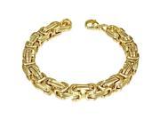 Stainless Steel Yellow Gold Tone Mens Classic Link Chain Bracelet with Clasp