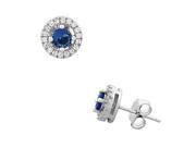 925 Sterling Silver Round Royal Blue White CZ Stud Earrings