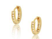 925 Sterling Silver Yellow Gold Tone White Round CZ Womens Girls Hoop Huggie Earrings