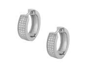 925 Sterling Silver White CZ Hoop Huggie Earrings