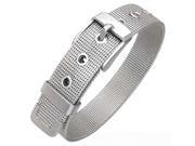 Stainless Steel Silver Tone Mesh Belt Buckle Adjustable Womens Bracelet