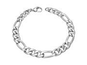 Stainless Steel Silver Tone Mens Classic Link Cuban Chain Bracelet with Clasp