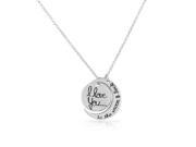 925 Sterling Silver I Love You to the Moon and Back Crescent Pendant Necklace
