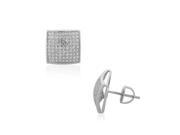 925 Sterling Silver Cushion Square White Clear CZ Screw Back Stud Earrings