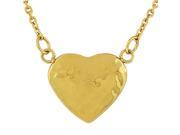 Stainless Steel Yellow Gold Tone Hammered Finish Love Heart Pendant Necklace