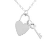 925 Sterling Silver Love Heart Padlock Key Pendant Necklace