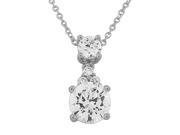 925 Sterling Silver Two Clear White CZ Pendant Necklace with Chain