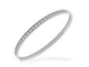 Stainless Steel Silver Tone Classic Oval Shape White CZ Cuff Bangle Bracelet