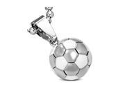 Stainless Steel Silver Tone White Soccer Ball Football Charm Pendant Necklace 18