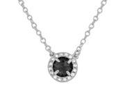 925 Sterling Silver Small Black White CZ Pendant Necklace with Chain