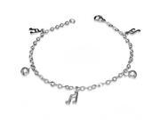 Stainless Steel Silver Tone Music Musical Clef Adjustable Link Chain Bracelet