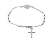 925 Sterling Silver Religious Latin Cross Virgin Mary Christian Chain Bracelet