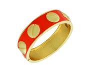 Fashion Alloy Yellow Gold Tone Red Orange Enamel Bangle Bracelet