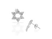 925 Sterling Silver CZ Jewish Star of David Womens Girls Stud Earrings