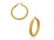 Stainless Steel Yellow Gold Tone Classic Round Hoop Earrings