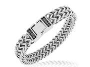 Stainless Steel White CZ Silver Tone Double Chain Mens Bracelet