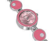 Fashion Alloy Silver Tone Pink Round Dial White CZ Womens Bracelet Watch