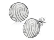 Stainless Steel White Silver Tone Round Classic Womens Girls Stud Earrings