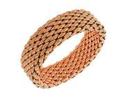 Stainless Steel Rose Gold Tone Mesh Wide Stretch Bangle Bracelet