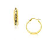 Stainless Steel White Clear CZ Classic Hoop Earrings 1.00