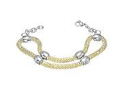 Fine Stainless Steel Silver Tone Yellow CZ Mesh Womens Adjustable Chain Bracelet