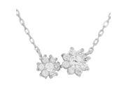 925 Sterling Silver Flower Floral Charm CZ Pendant Necklace