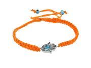 Fashion Alloy Neon Orange Cord Blue Evil Eye Hamsa Adjustable Macrame Bracelet