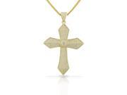 925 Sterling Silver Yellow Gold-Tone Large Hip-Hop CZ Latin Cross Religious Mens Pendant Necklace 925 Sterling Silver Yellow Gold-Tone Large Hip-Hop CZ Latin Cross Religious Mens Pendant Necklace
