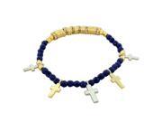 Fashion Alloy Blue Two-Tone Latin Cross Religious Stretch Beaded Bracelet Fashion Alloy Blue Two-Tone Latin Cross Religious Stretch Beaded Bracelet