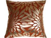 Pillow Decor Metallic Floral Burnt Orange Square Throw Pillow