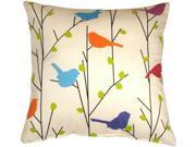 Pillow Decor Spring Birds 15x15 Decorative Pillow
