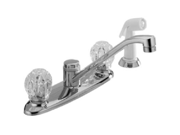 Master Plumber Peerless 452680 Chrome 2 Plastic Knob Handle Kitchen Faucet With White Spray