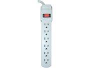 Bright Way MP6HDJ White 6 Outlet Surge Protector 2.5 Foot Cord 735 Joules